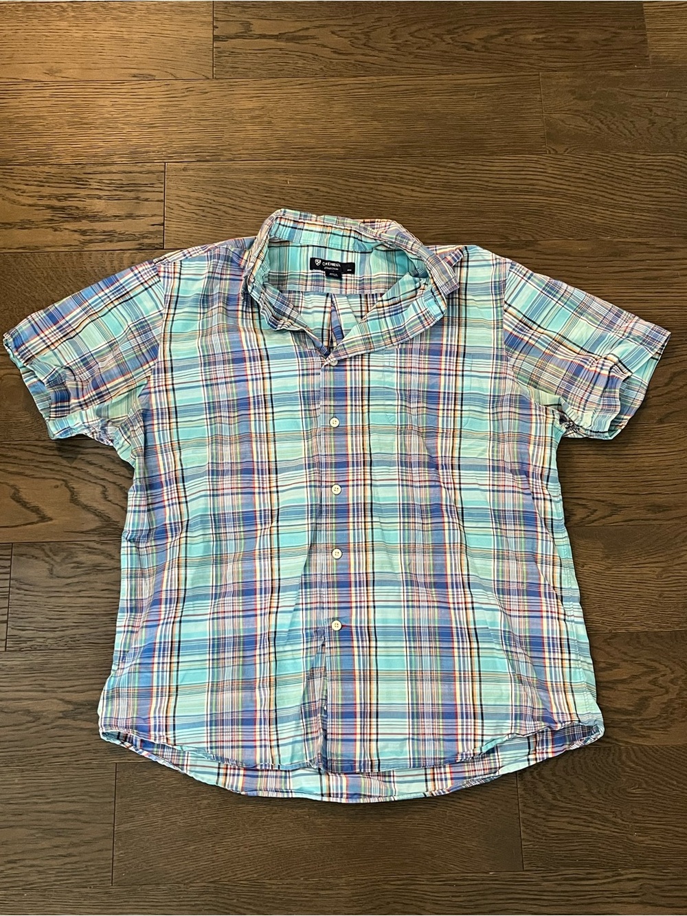 Daniel Cremieux Boys Plaid Short-Sleeve Button-Down in Aqua and Blue